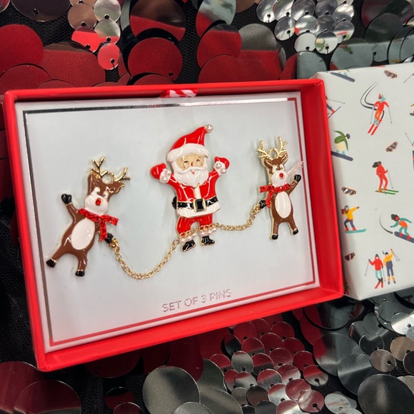 Reserved ‼️ do not buy ♥️ NWT ⚜️♥️⚜️ Christmas Pin Set Santa and Reindeers - Picture 5 of 7